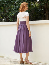 Col en V Mousseline Robe avec Bustier Appliqué Ivoire Raisin