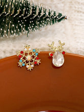 Boucles d'Oreilles Diamant Flocon de Neige et Renne de Noël
