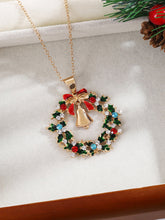 Collier Pendentif Cloche Feuille Diamant Couronne de Noël
