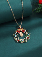 Collier Pendentif Cloche Feuille Diamant Couronne de Noël