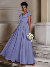 Col En V Mousseline Robes Avec Mancherons Pervenche