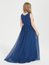 Junior Robes de Demoiselle d'Honneur Asymétriques Exquises Bleu Marine