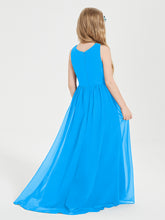 Junior Robes de Demoiselle d'Honneur Asymétriques Exquises Bleu Océan