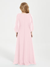 Robes de Demoiselle d'Honneur Junior à Manches Longues Modestes Rose Pâle