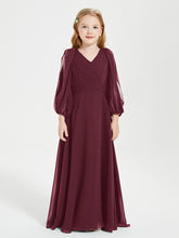 Robes de Demoiselle d'Honneur Junior à Manches Longues Modestes Cabernet