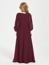 Robes de Demoiselle d'Honneur Junior à Manches Longues Modestes Cabernet