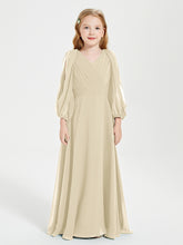 Robes de Demoiselle d'Honneur Junior à Manches Longues Modestes Champagne