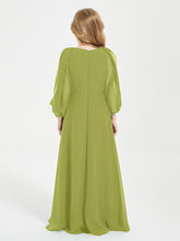 Robes de Demoiselle d'Honneur Junior à Manches Longues Modestes Trèfle