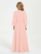 Robes de Demoiselle d'Honneur Junior à Manches Longues Modestes Corail