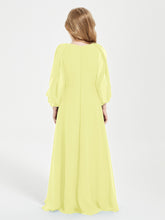 Robes de Demoiselle d'Honneur Junior à Manches Longues Modestes Jonquille
