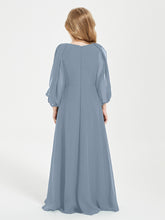 Robes de Demoiselle d'Honneur Junior à Manches Longues Modestes Bleu Poudré