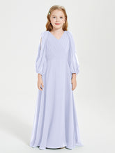 Robes de Demoiselle d'Honneur Junior à Manches Longues Modestes Lavande