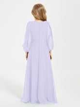 Robes de Demoiselle d'Honneur Junior à Manches Longues Modestes Lilas