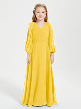 Robes de Demoiselle d'Honneur Junior à Manches Longues Modestes Souci