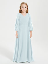 Robes de Demoiselle d'Honneur Junior à Manches Longues Modestes Brume