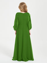 Robes de Demoiselle d'Honneur Junior à Manches Longues Modestes Mousse
