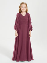 Robes de Demoiselle d'Honneur Junior à Manches Longues Modestes Mûre