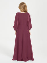 Robes de Demoiselle d'Honneur Junior à Manches Longues Modestes Mûre