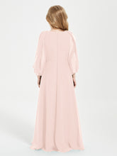 Robes de Demoiselle d'Honneur Junior à Manches Longues Modestes Rose Perle