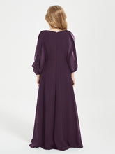 Robes de Demoiselle d'Honneur Junior à Manches Longues Modestes Plum