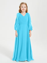 Robes de Demoiselle d'Honneur Junior à Manches Longues Modestes Piscine