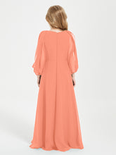 Robes de Demoiselle d'Honneur Junior à Manches Longues Modestes Crépuscule