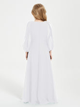 Robes de Demoiselle d'Honneur Junior à Manches Longues Modestes Blanc