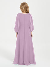 Robes de Demoiselle d'Honneur Junior à Manches Longues Modestes Glycine