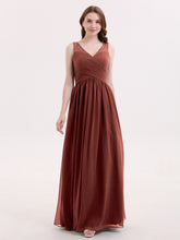 Col en V Mousseline et Dentelle Maxi Robe Demoiselle d'honneur terracotta
