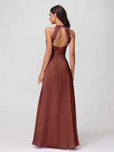 Licou Mousseline Robe Longue avec Bretelle Dentelle terracotta