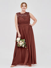 Robes Col d'illusion Mousseline et Dentelle terracotta