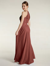 Licou Mousseline Et Dentelle Robes Longues terracotta