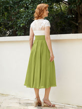 Col en V Mousseline Robe avec Bustier Appliqué Ivoire Trèfle