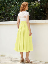 Col en V Mousseline Robe avec Bustier Appliqué Ivoire Jonquille