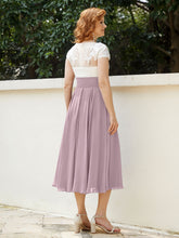 Col en V Mousseline Robe avec Bustier Appliqué Ivoire Dusk
