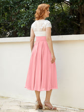 Col en V Mousseline Robe avec Bustier Appliqué Ivoire Flamant