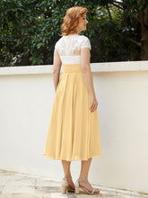 Col en V Mousseline Robe avec Bustier Appliqué Ivoire Or