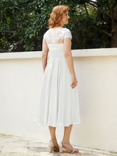 Col en V Mousseline Robe avec Bustier Appliqué Ivoire Ivoire