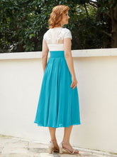 Col en V Mousseline Robe avec Bustier Appliqué Ivoire Jade