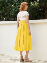Col en V Mousseline Robe avec Bustier Appliqué Ivoire Souci
