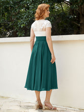 Col en V Mousseline Robe avec Bustier Appliqué Ivoire Paon