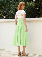 Col en V Mousseline Robe avec Bustier Appliqué Ivoire Sauge