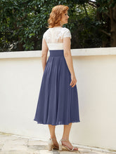 Col en V Mousseline Robe avec Bustier Appliqué Ivoire Orageux