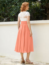 Col en V Mousseline Robe avec Bustier Appliqué Ivoire Crépuscule