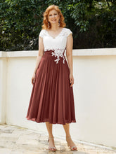 Col en V Mousseline Robe avec Bustier Appliqué Ivoire terracotta