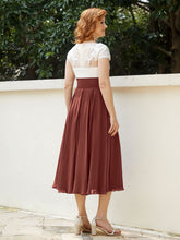 Col en V Mousseline Robe avec Bustier Appliqué Ivoire terracotta