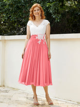 Col en V Mousseline Robe avec Bustier Appliqué Ivoire Pastèque