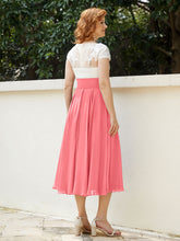 Col en V Mousseline Robe avec Bustier Appliqué Ivoire Pastèque