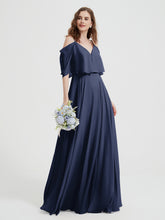 Volants Manches Spaghetti Bretelle Mousseline Robes Bleu Marine