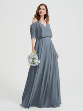 Volants Manches Spaghetti Bretelle Mousseline Robes Bleu de Schiste